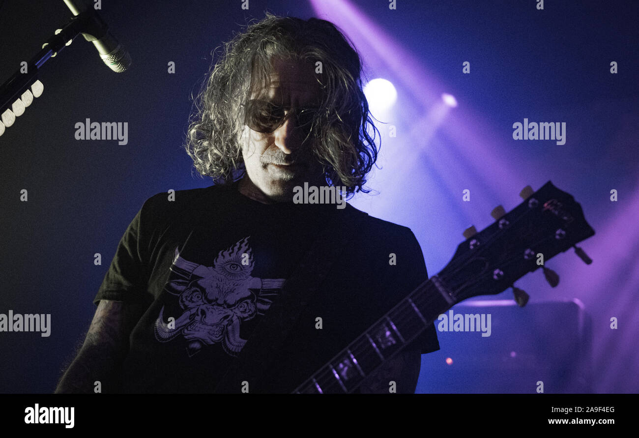Aarhus, Denmark. 14th, January 2019. The American stoner rock band Monster Magnet performs a live concert at VoxHall in Aarhus. Here guitarist Phil Caivano is seen live on stage. (Photo credit: Gonzales Photo - Nikolaj Bransholm). Stock Photo