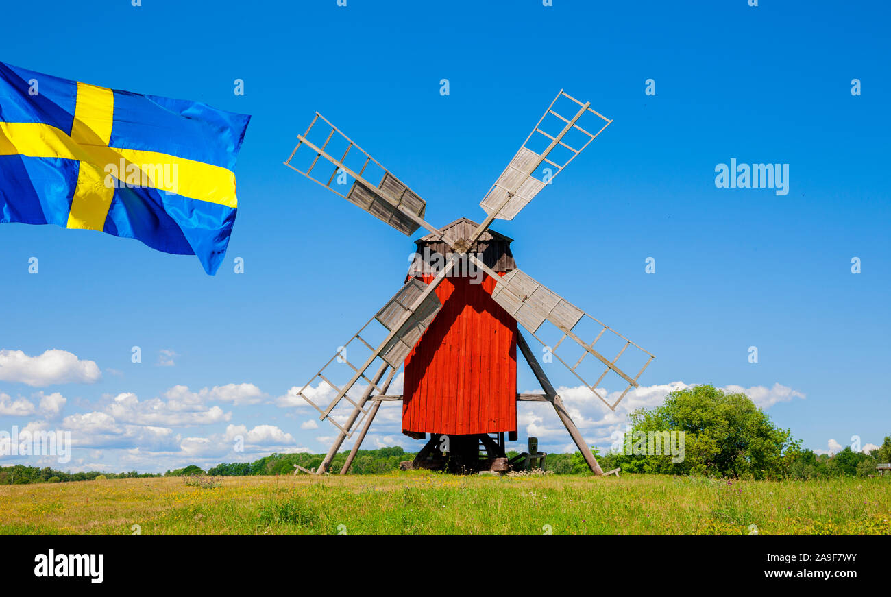 Windmill in Sweden Stock Photo Alamy