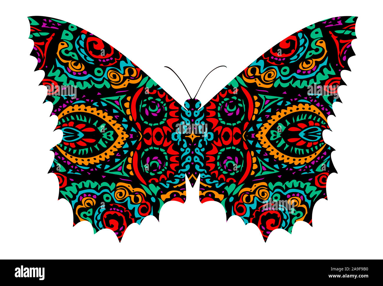 Butterfly, psychedelic design Stock Photo