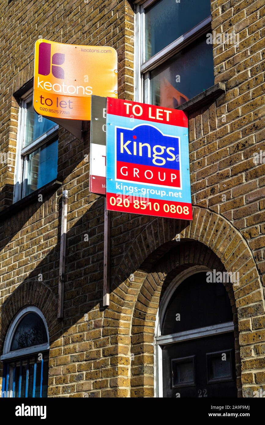 To let signs on a building, London, UK Stock Photo
