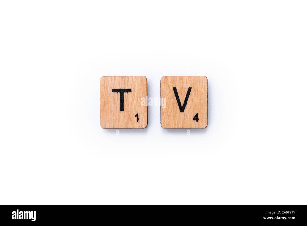 London, UK June 12th 2019 TV, the abbreviation for Television, spelt