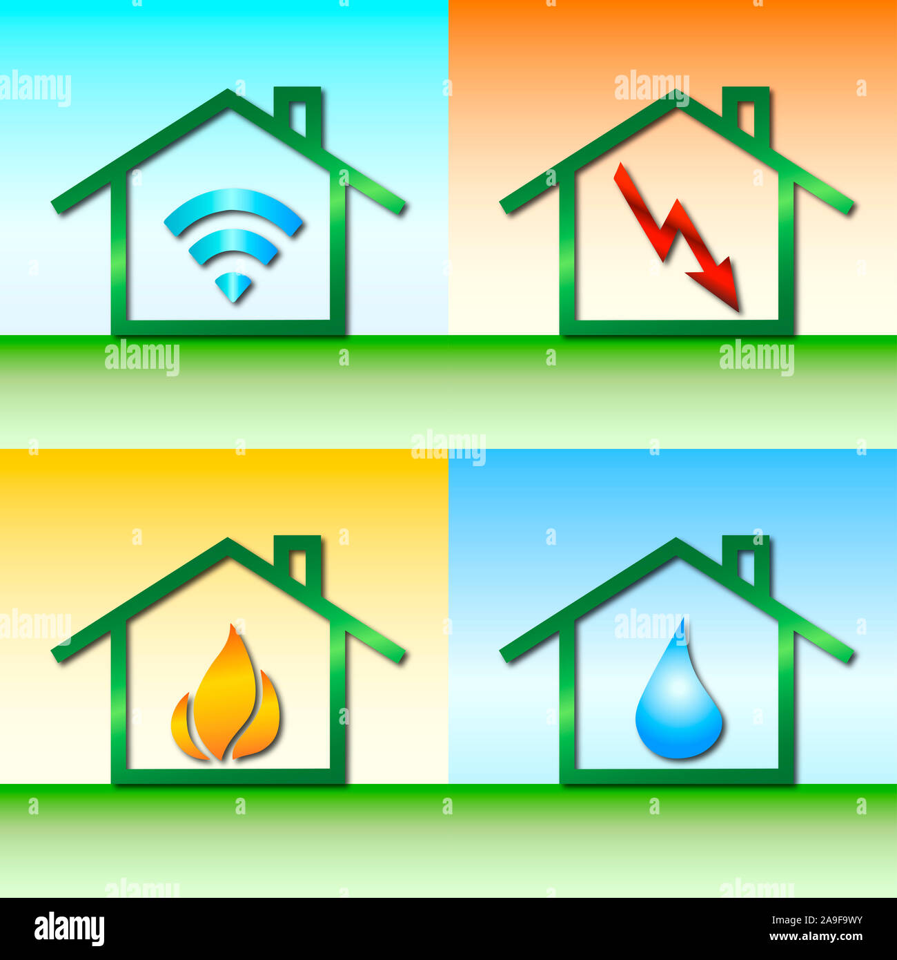 electricity heat water house Stock Photo Alamy