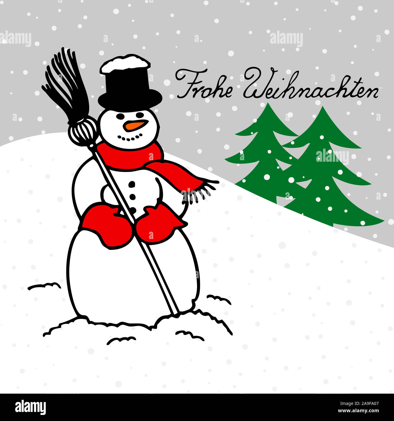 Christmas card, snowman, Merry Christmas Stock Photo