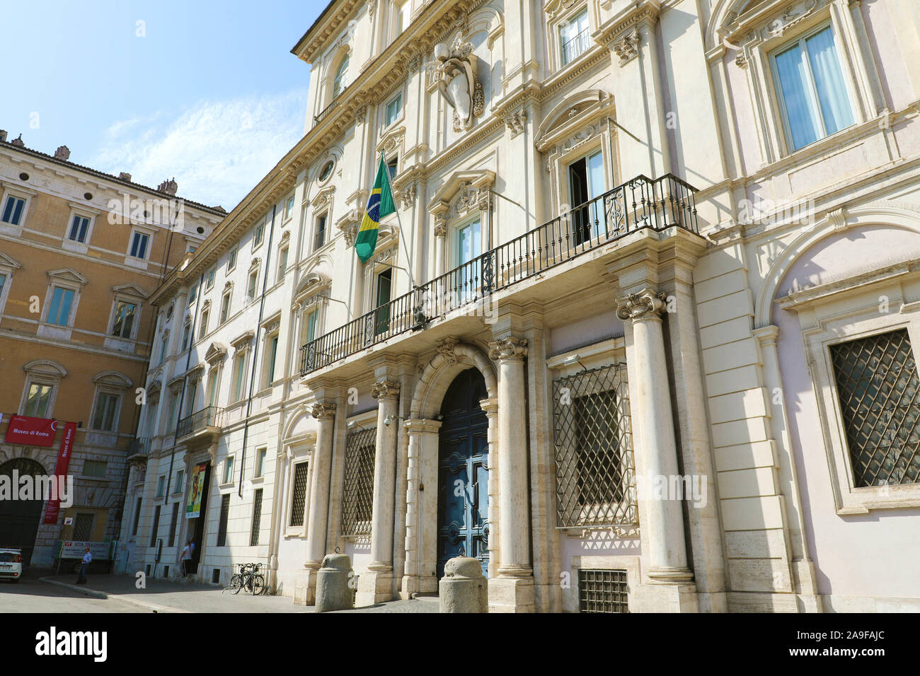 ROME, ITALY - SEPTEMBER 16, 2019: Brazilian Embassy in Rome in Piazza Navona Square, Italy. Stock Photo