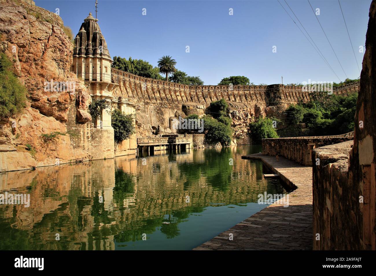 The Chittor Fort or Chittorgarh is one of the largest forts in India.It is a UNESCO World Heritage Site.The fort was the capital of Mewar. Stock Photo
