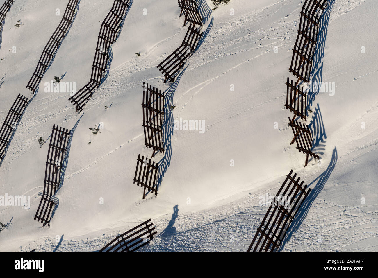 Avalanche barrier, snow Stock Photo