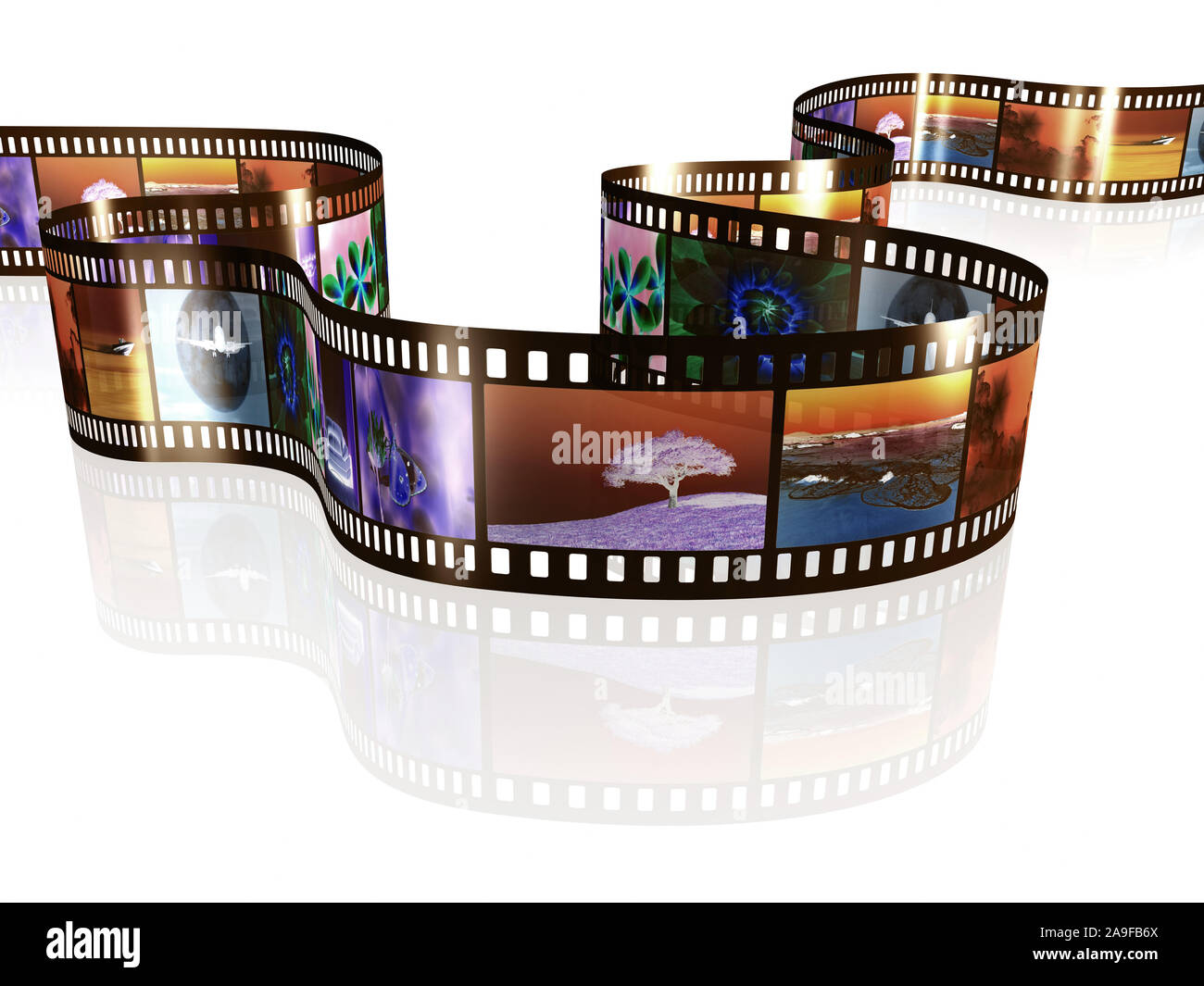 An image of a negative film strip with nice pictures Stock Photo