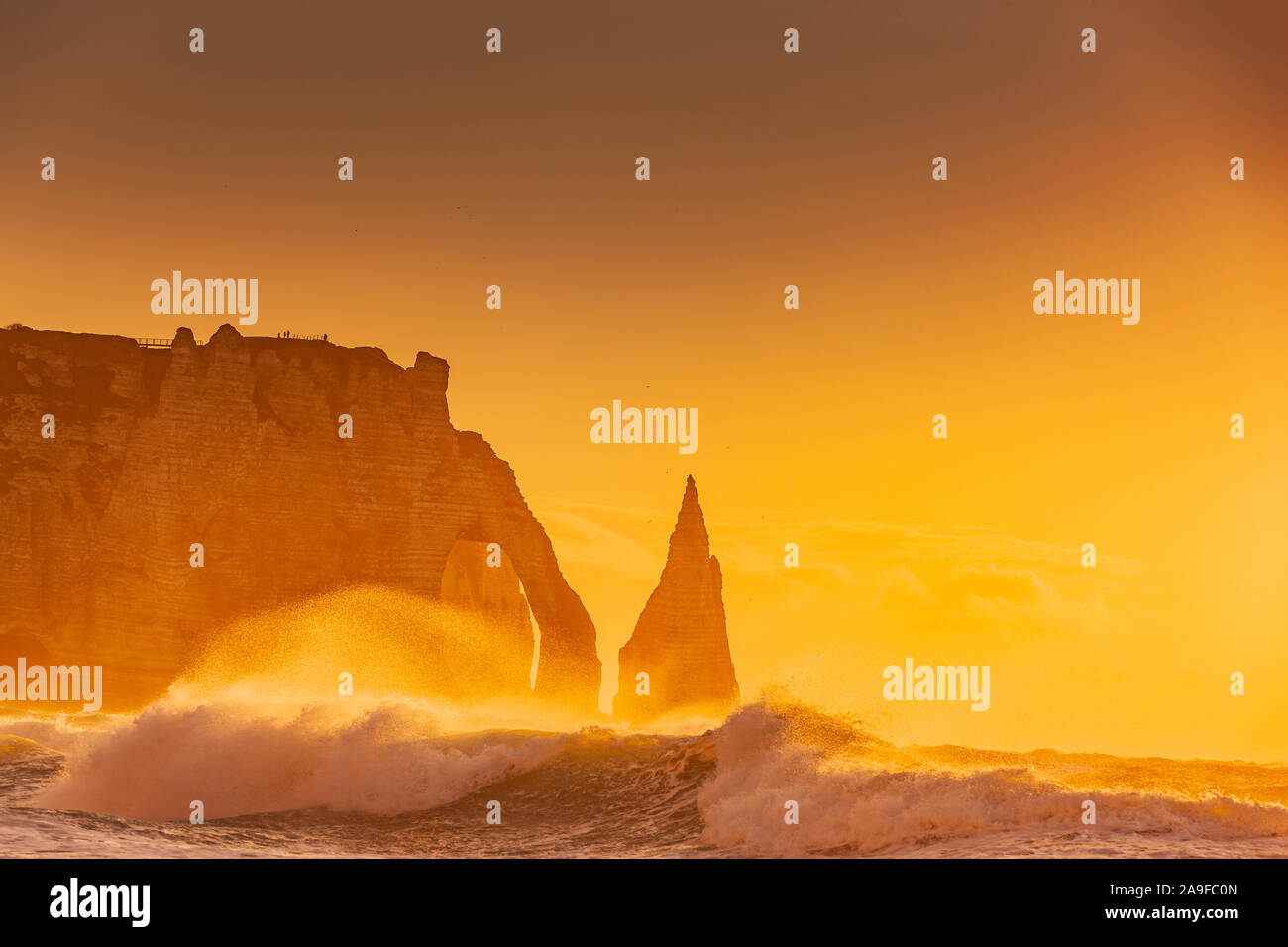 Cliffs of Etretat at sunset Stock Photo - Alamy