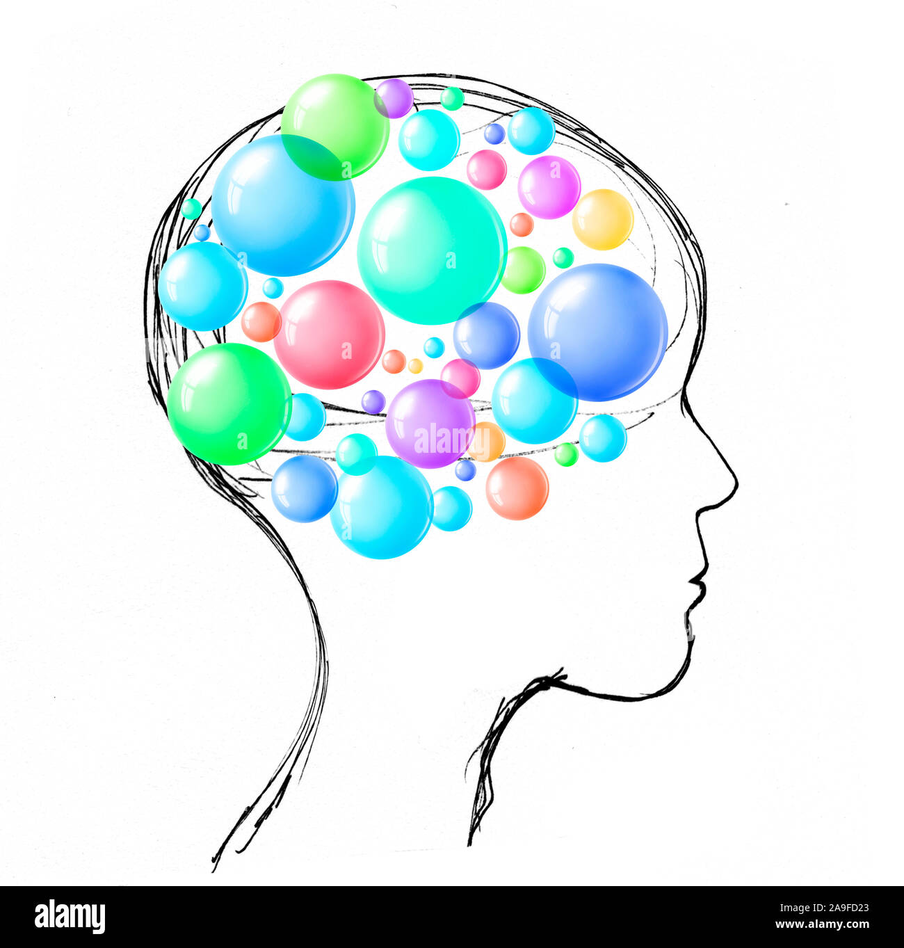 Bubbles in the brain Stock Photo