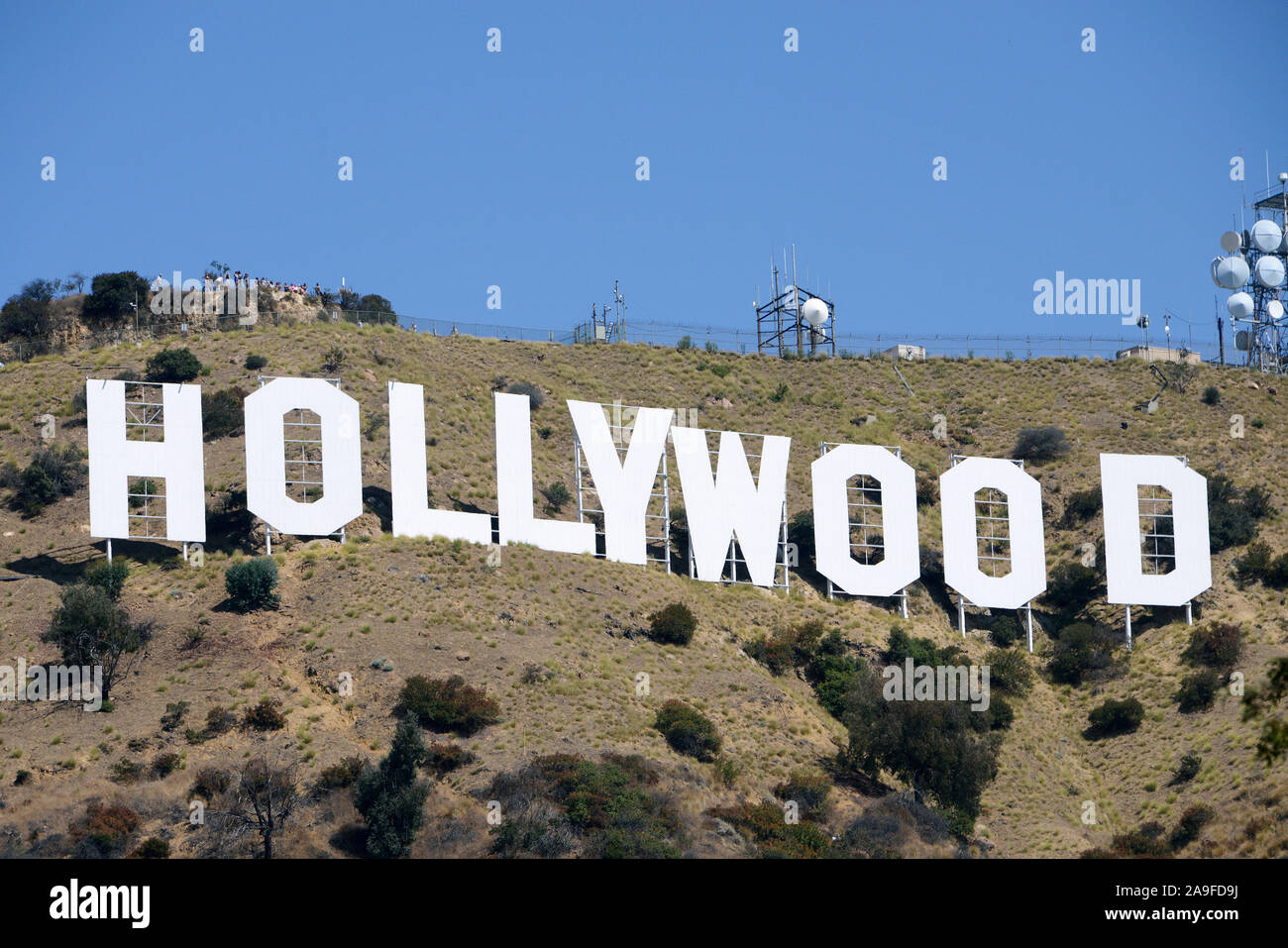 Blick auf den legendŠren Hollywood Schriftzug in den Hollywood Hills, Los Angeles, Kalifornien, USA Stock Photo