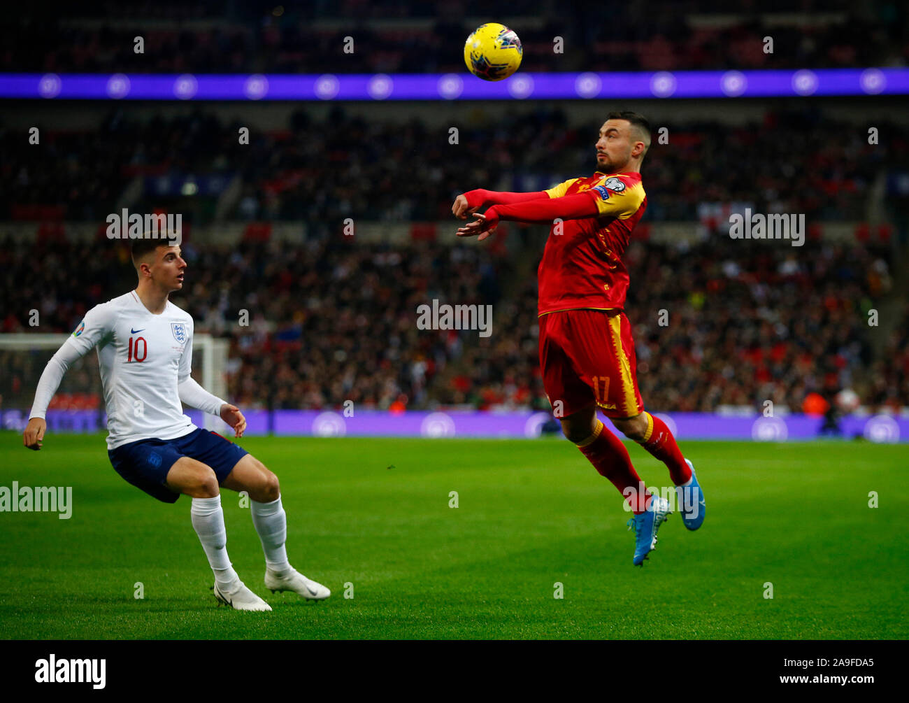 LONDON, ENGLAND. NOVEMBER 14: Sead Haksabanovic of Montenegro  during UEFA Euro 2020 Qualifier between England and Montenegro  at Wembley stadium in L Stock Photo