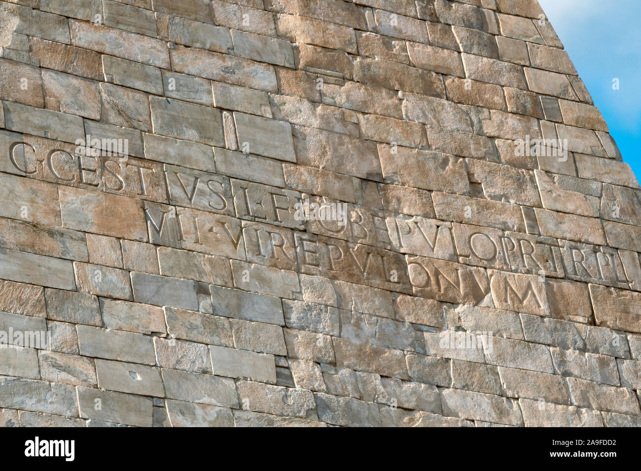 Inscription on the Pyramid of Cestius, Rome, Italy Stock Photo