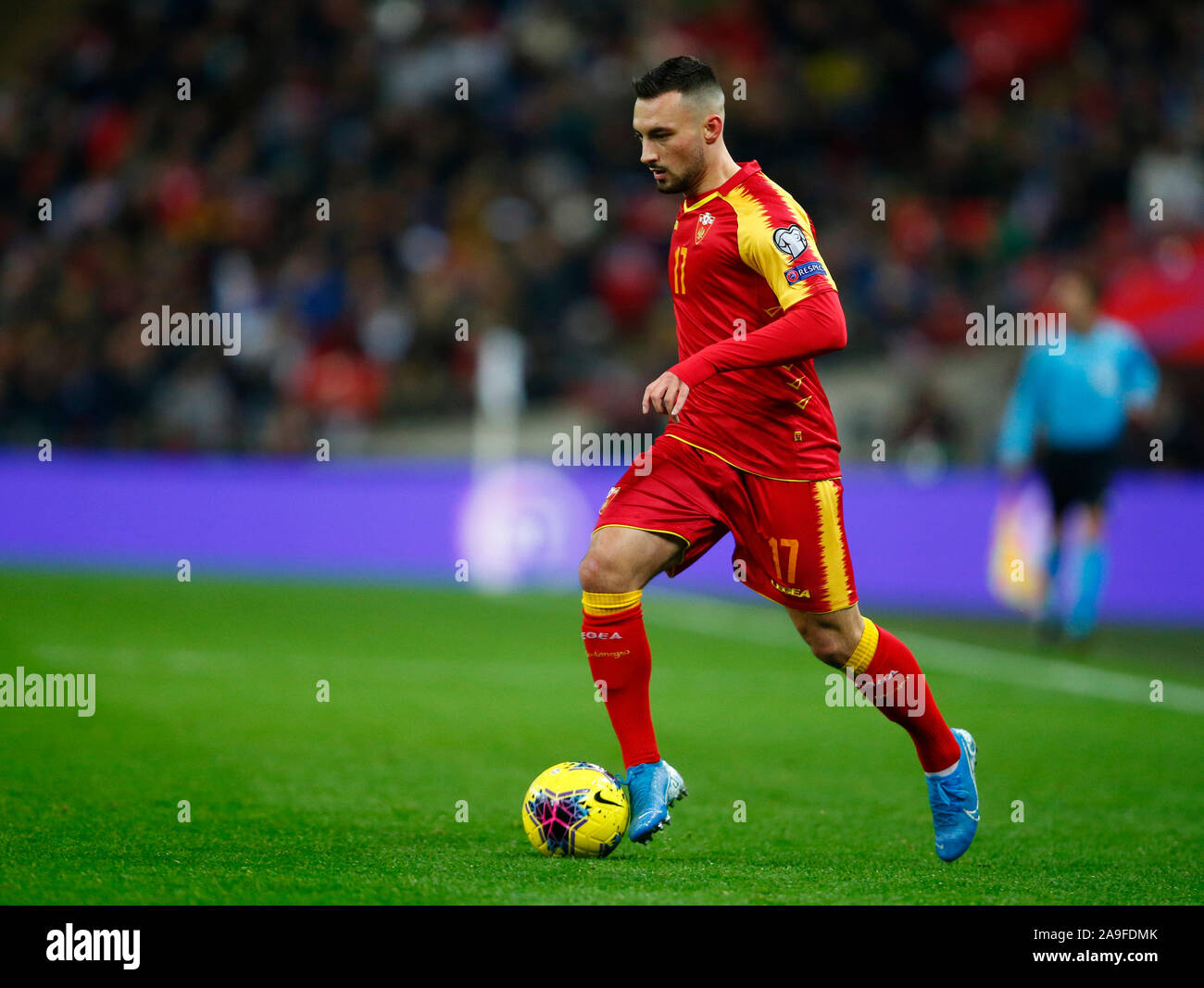 LONDON, ENGLAND. NOVEMBER 14: Sead Haksabanovic of Montenegro  during UEFA Euro 2020 Qualifier between England and Montenegro  at Wembley stadium in L Stock Photo