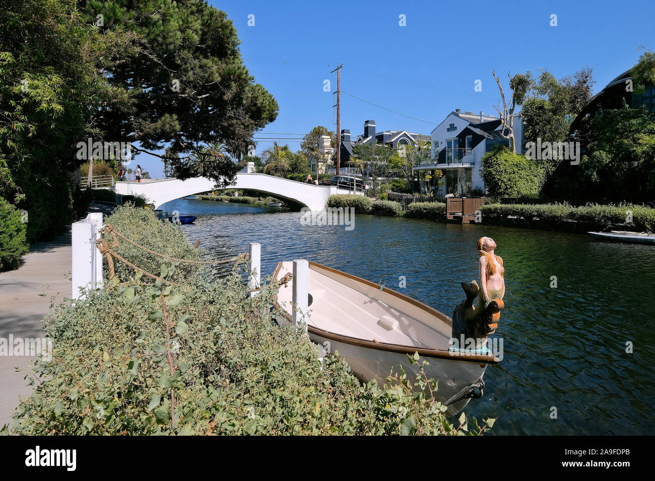 Historic quarter Venice Canals, Canals of Venice Beach, Los Angeles, California, USA Stock Photo
