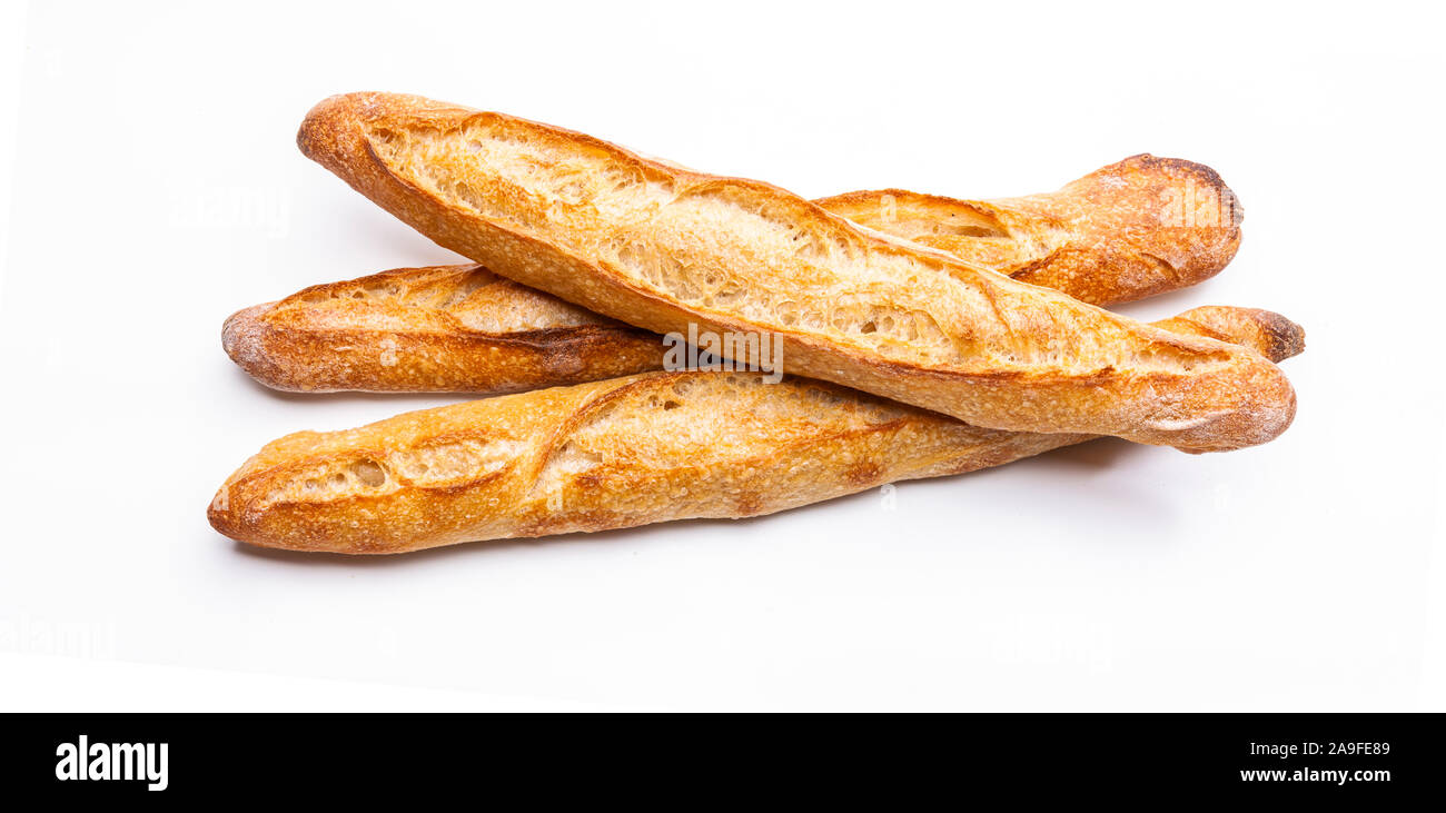 French baguette isolated on white background Stock Photo