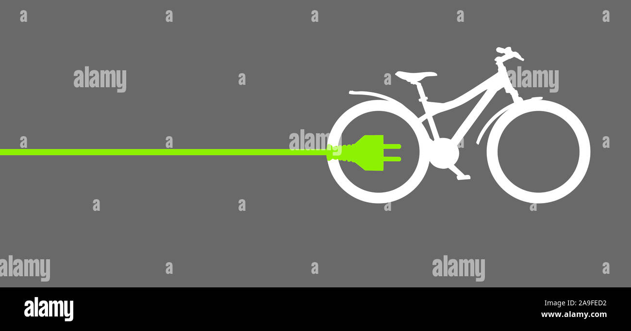 Green power plug with bicycle Stock Photo Alamy