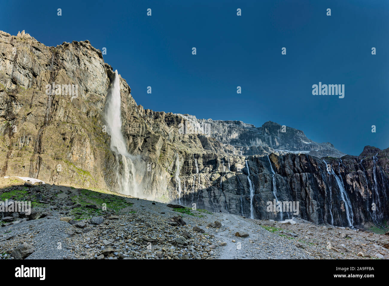 Waterfall at Cirque de Gavarnie in the Hautes-Pyrenees France Stock Photo