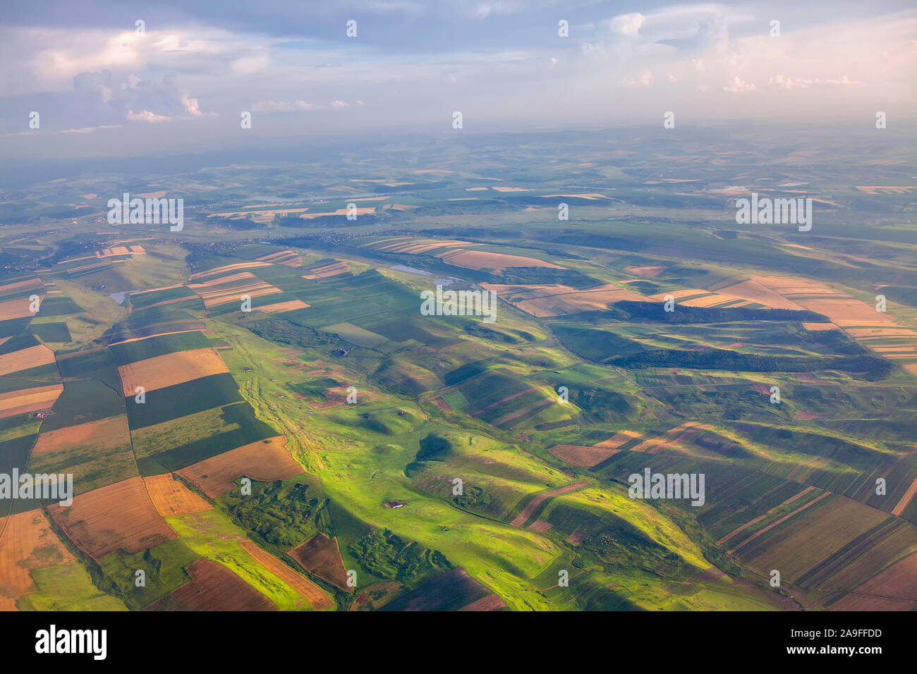 beautiful aerial view of green hills Stock Photo - Alamy