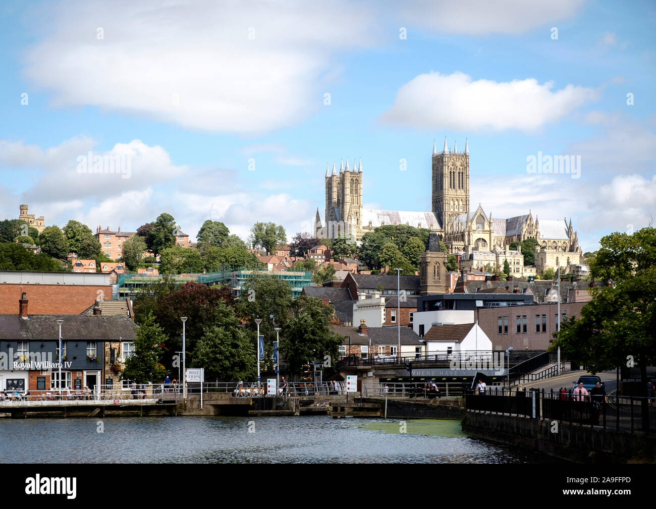 A view of Lincoln Cathedral from Brayford Pool Stock Photo