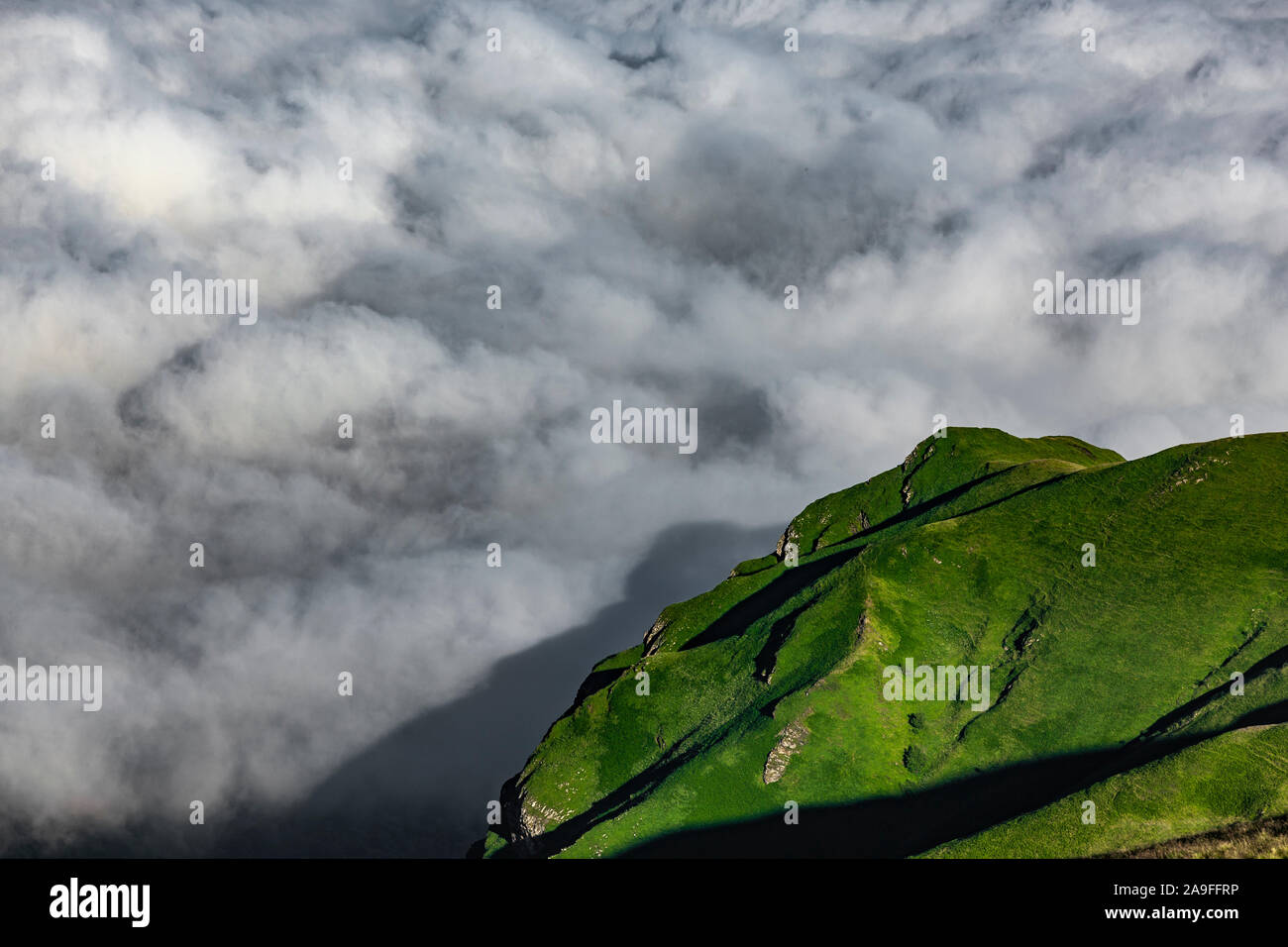 Sea of fog at the Col d'Aubisque in the French Pyrenees Stock Photo