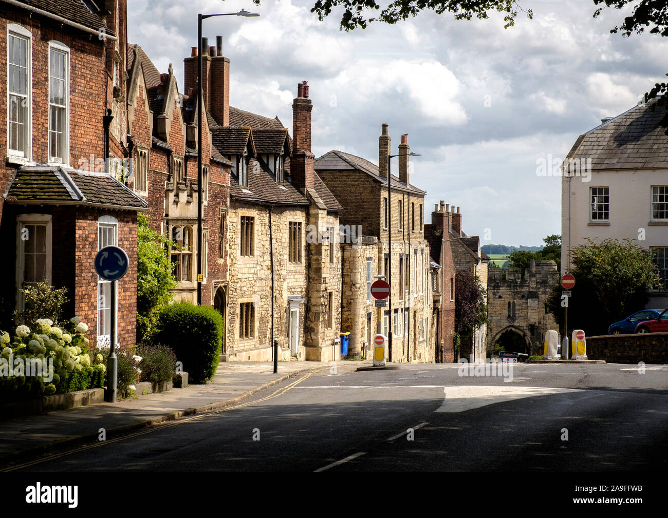 View to the Pottergate Arch, City of Lincoln Stock Photo