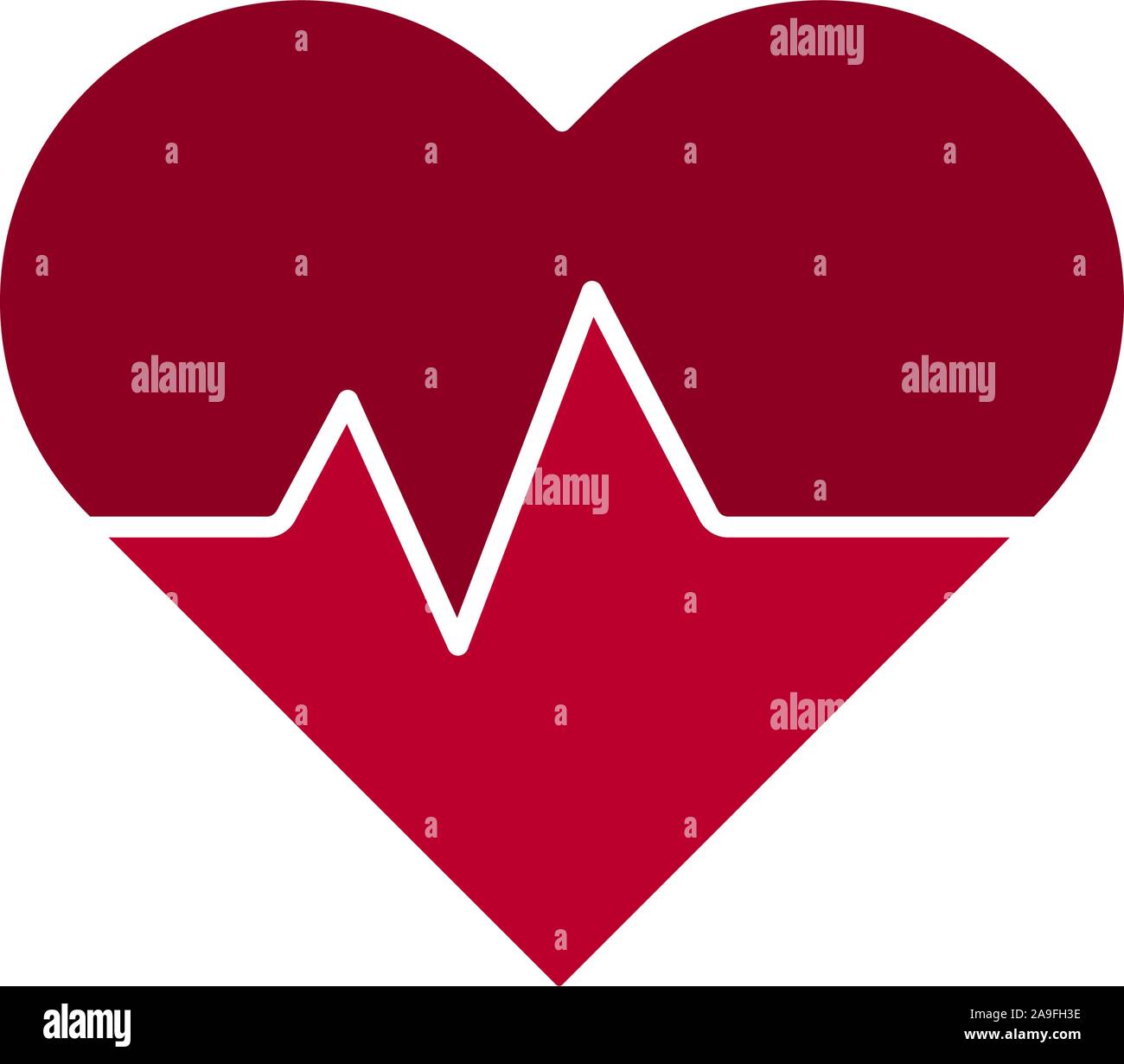 Heart shape with heartbeat. Red medical clinic logo. Heart symbol with