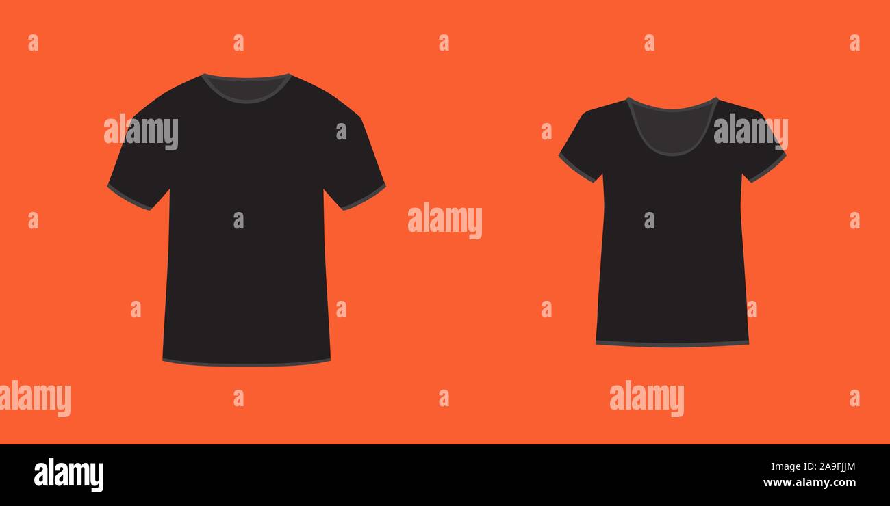 Download Male And Female Casual Tee T Shirt Template Blank Black Tees On Isolated Background Flat Vector Illustration Stock Vector Image Art Alamy