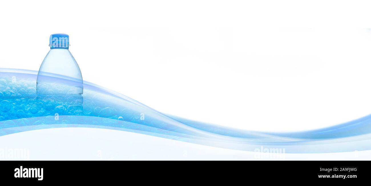 Minral water bottle with water background and bubbles Stock Photo