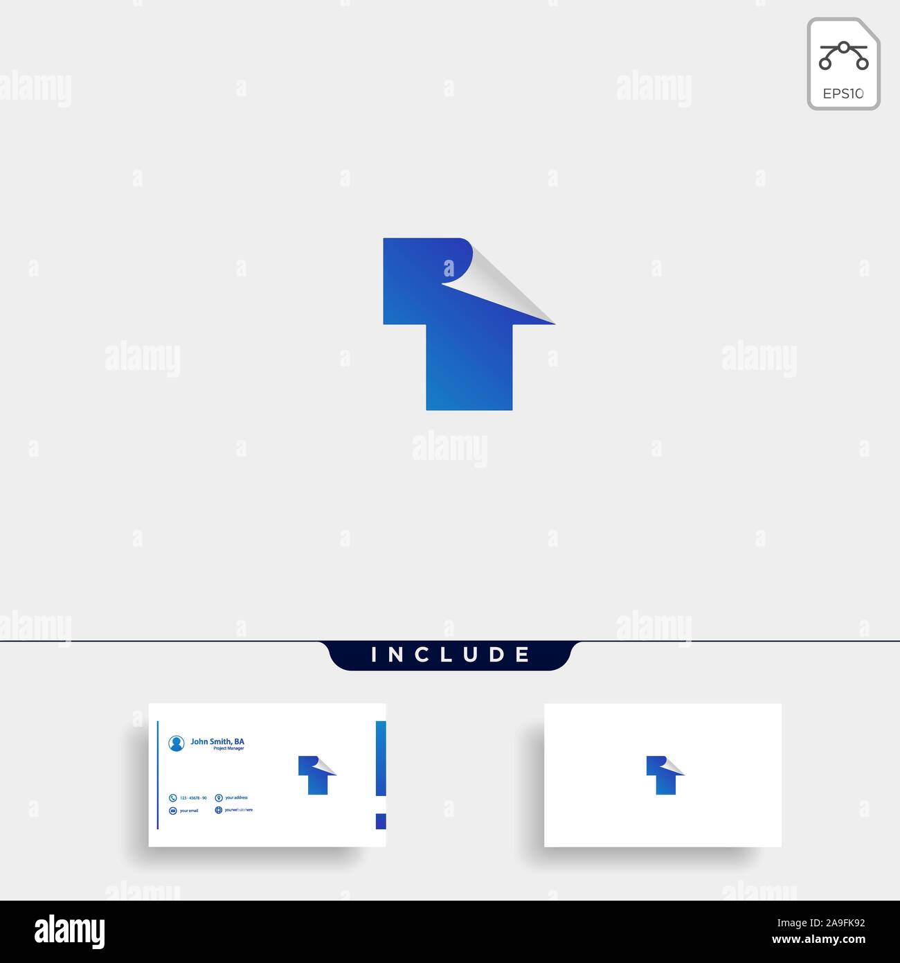 Initial T For Paper or Page Logo Template Vector Stock Vector