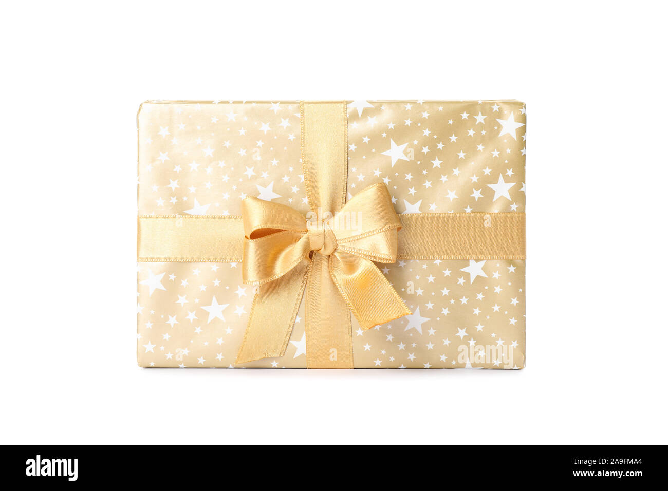 Christmas present with bow isolated on white background Stock Photo Alamy
