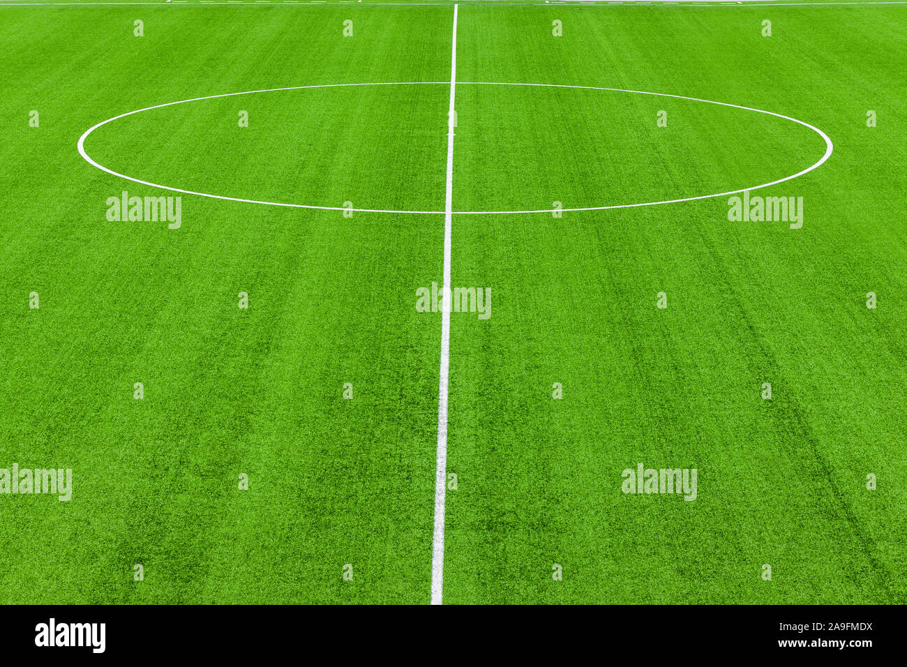 Football field made of artificial turf Stock Photo Alamy
