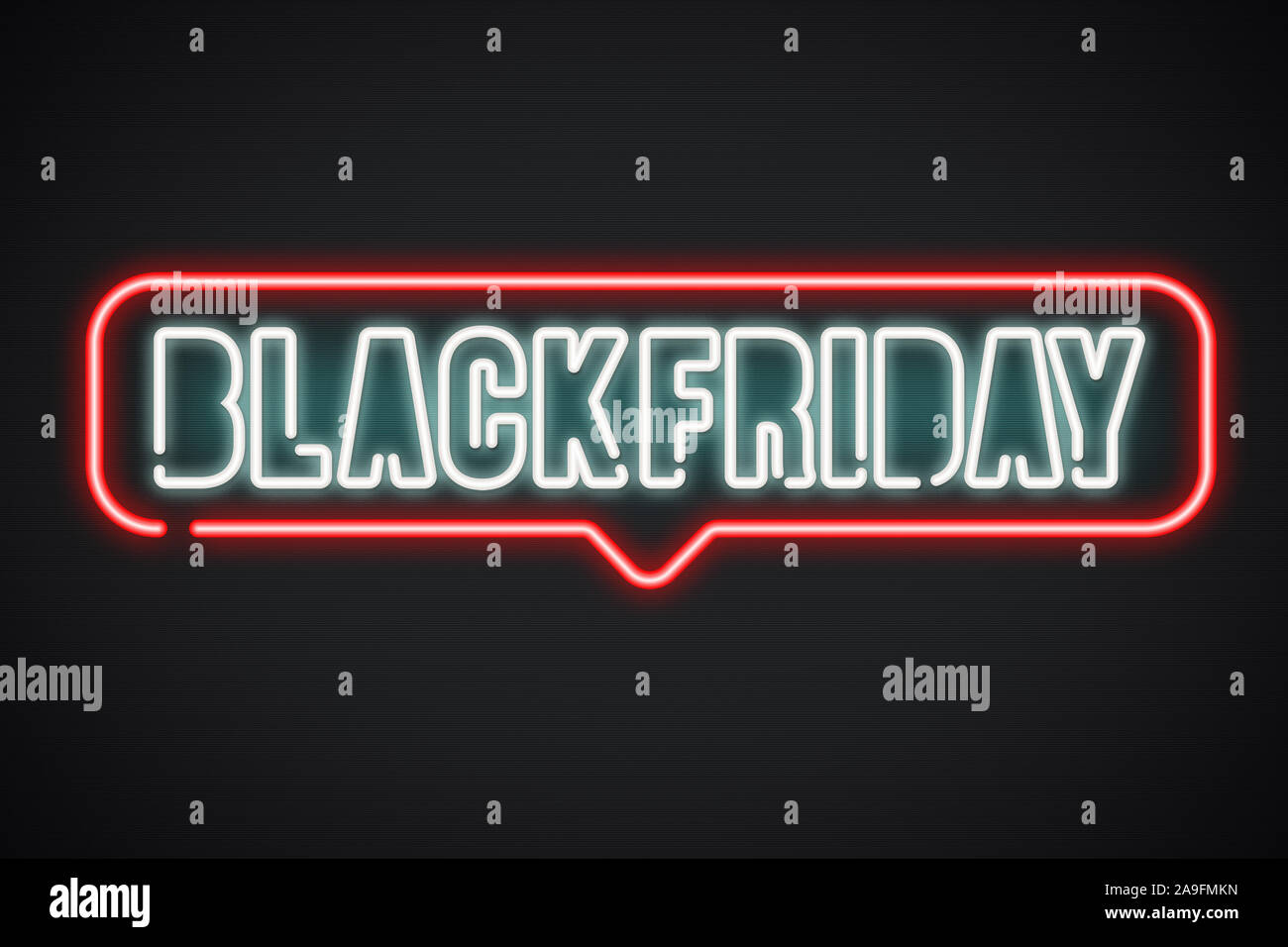 Black friday colorful neon shop sign on black background, sale and offers concept Stock Photo