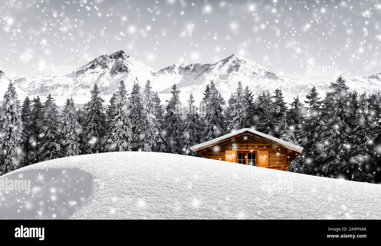 Log Cabin In Snowy Woods High Resolution Stock Photography and Images ...