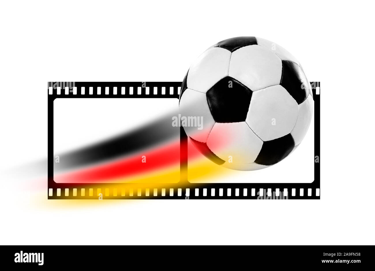Football with German flag isolated from a fictional film roll [M] Stock Photo
