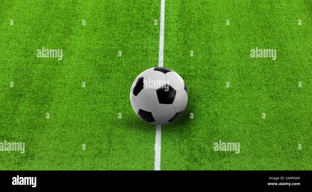 Football field made of artificial turf Stock Photo Alamy