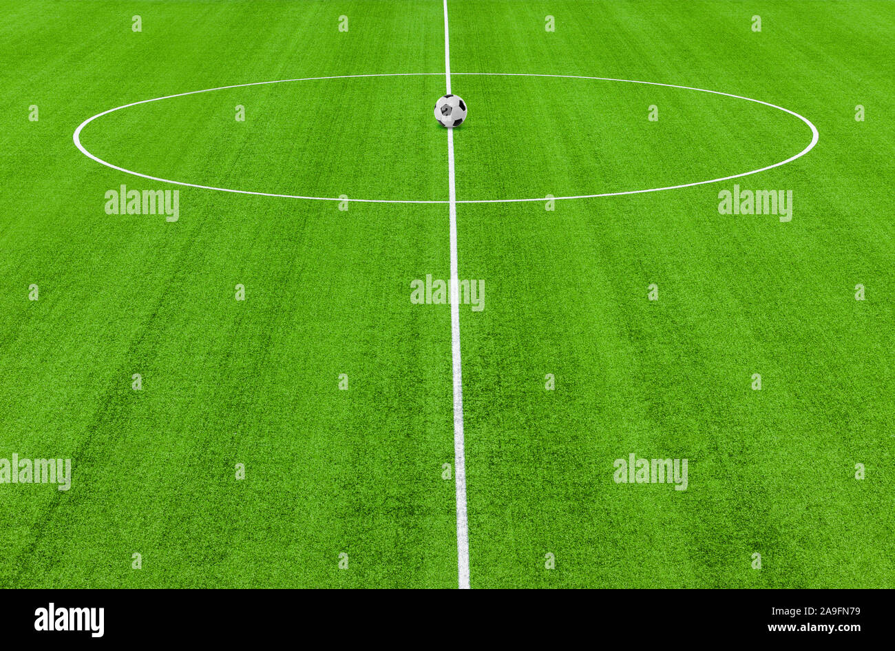 Football field made of artificial turf Stock Photo Alamy