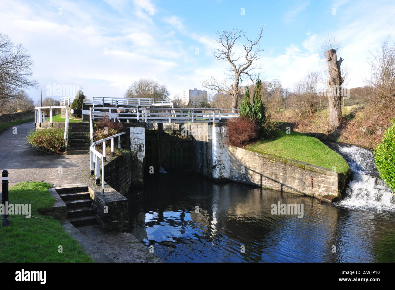 Locks at Dowley Gap, Bingley, West Yorkshire Stock Photo