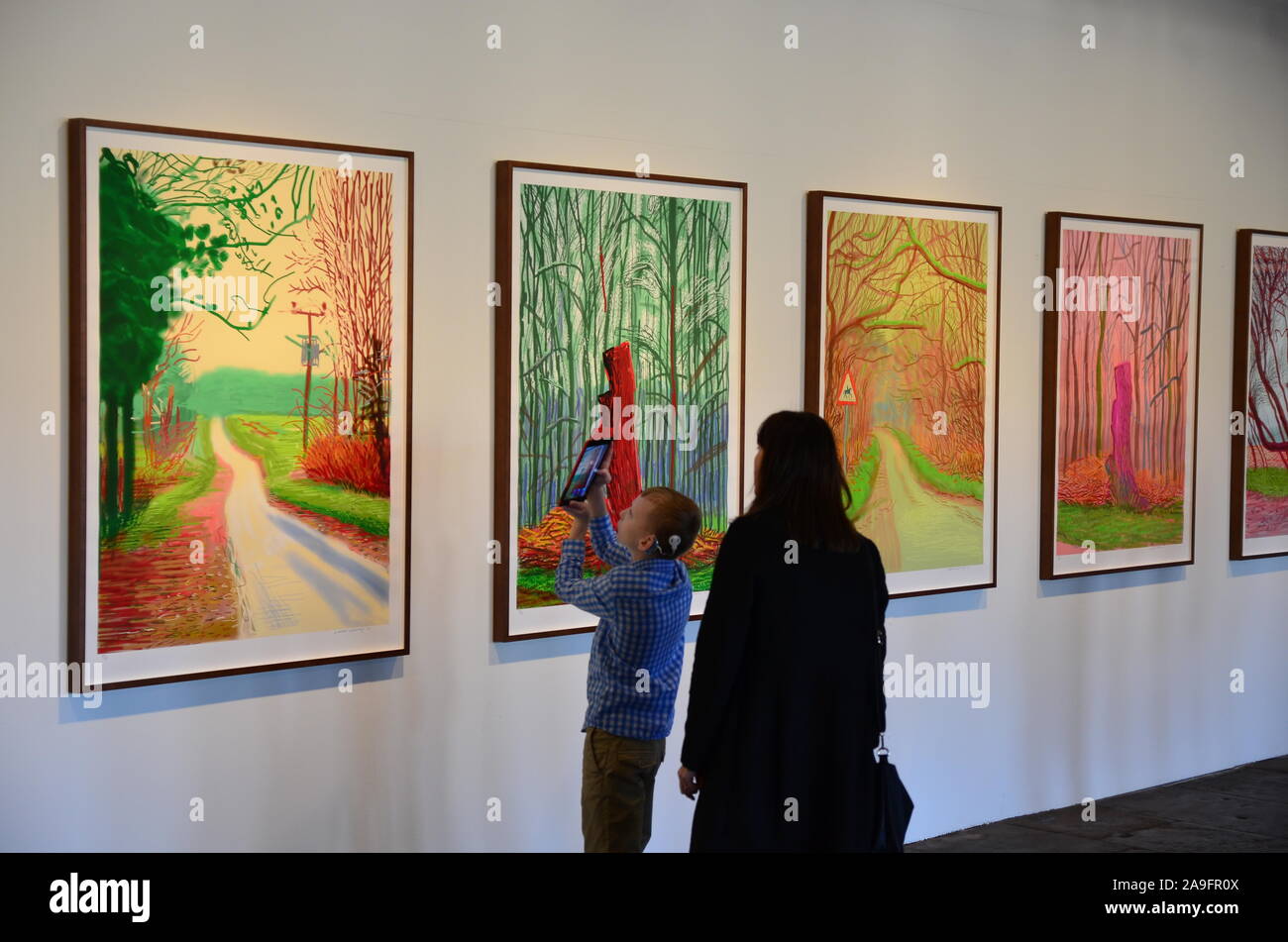 Young Caucasian People In An Art Gallery Looking At Paintings And Talking  About Them Stock Photo, Picture and Royalty Free Image. Image 22573792.