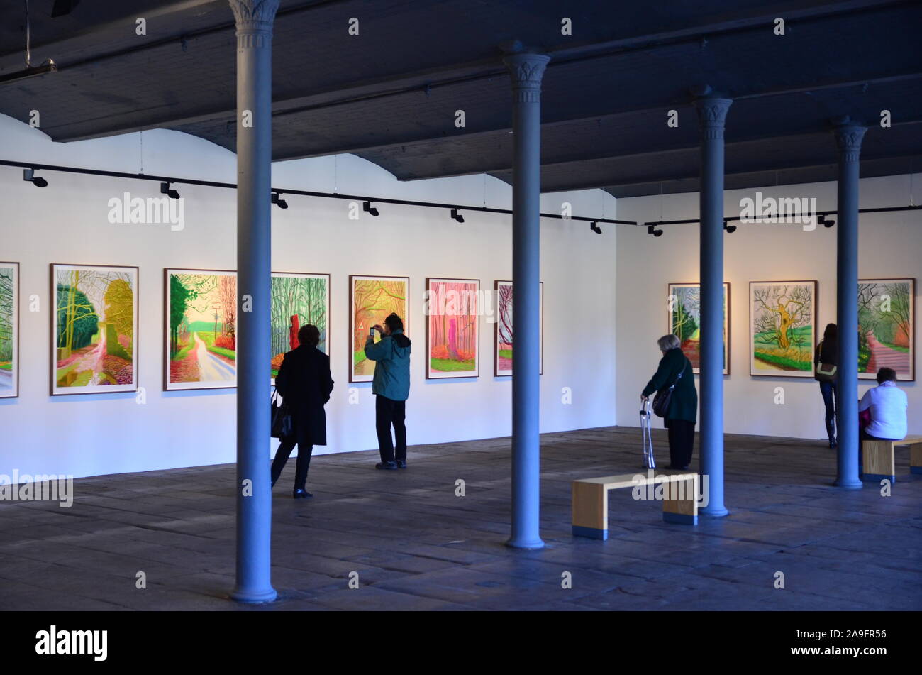 Hockney exhibition, "The arrival of Spring", Salts Mill, Saltaire Stock