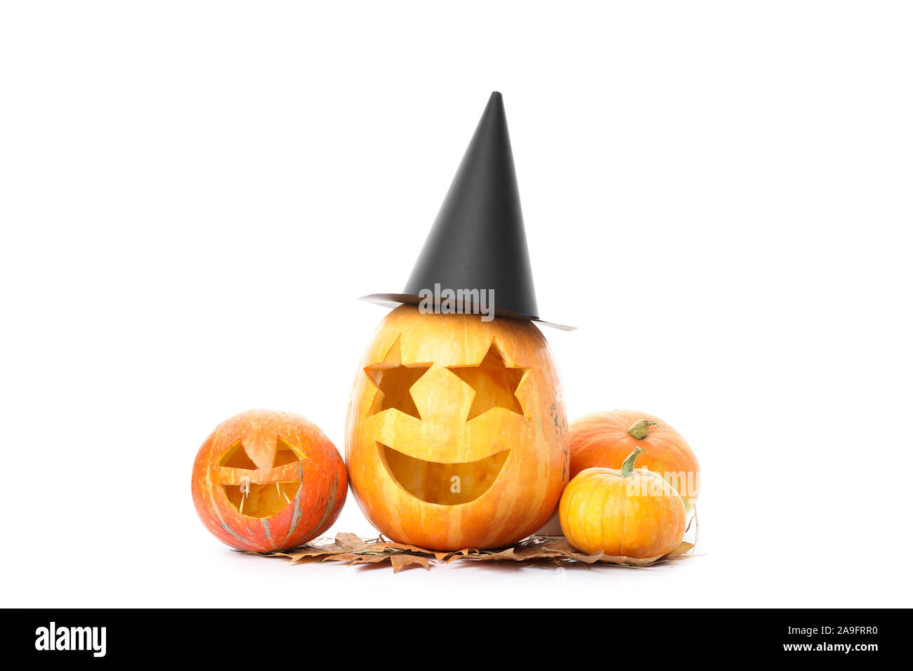 Halloween decorative pumpkins isolated on white background Stock Photo ...