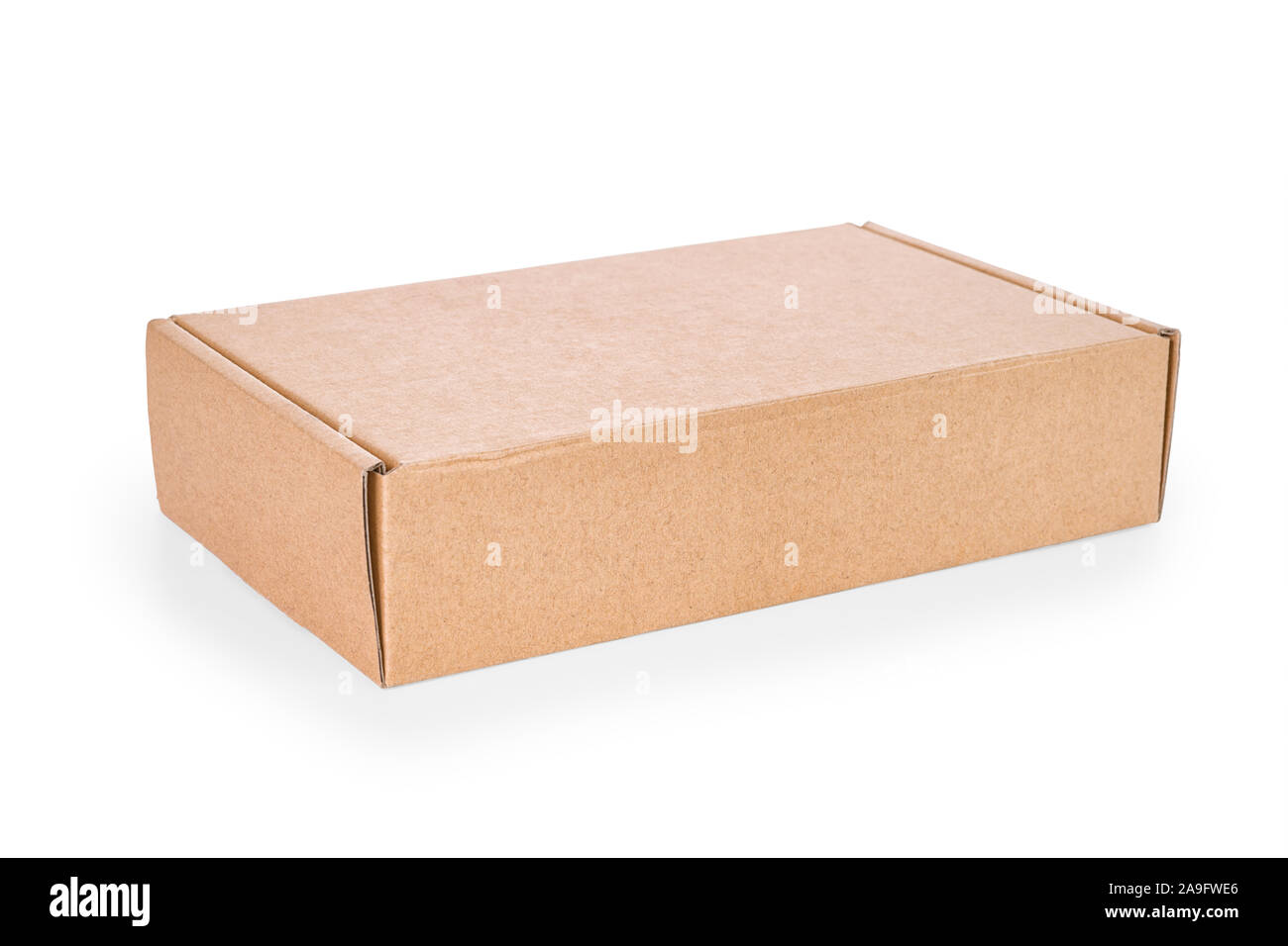Cardboard box angle view. Isolated on white, clipping path included Stock Photo