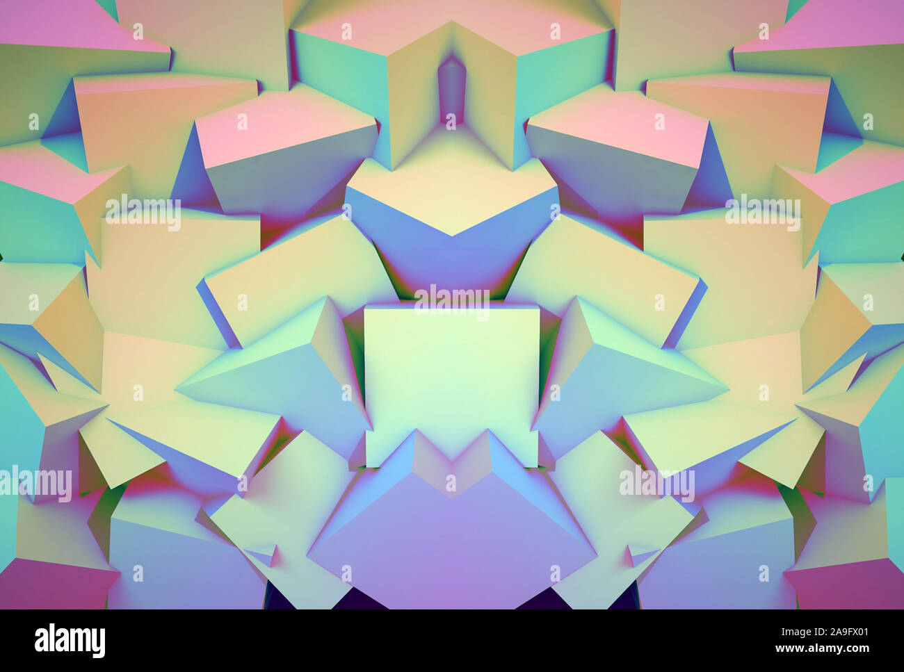 Abstract background with symmetric 3d shapes and vibrant colors Stock ...