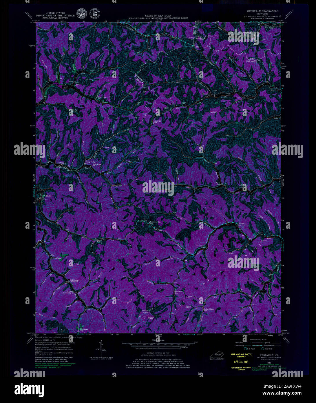 USGS TOPO Map Kentucky KY bville 709977 1953 24000 Inverted Stock