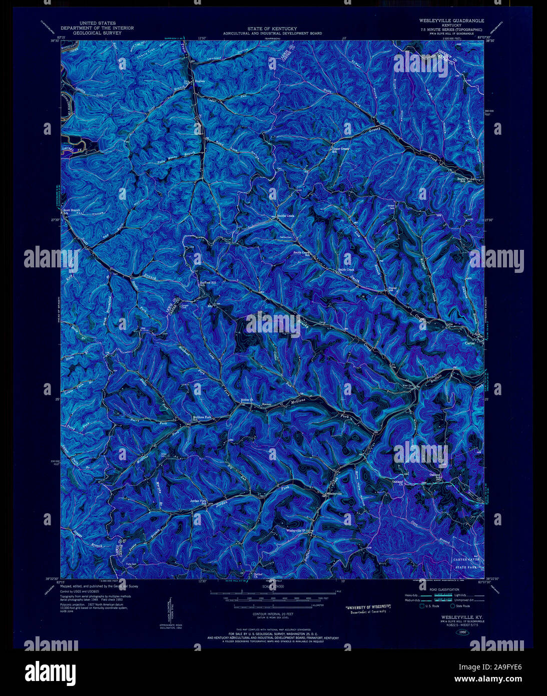 USGS TOPO Map Kentucky KY Wesleyville 709981 1950 24000 Inverted Stock