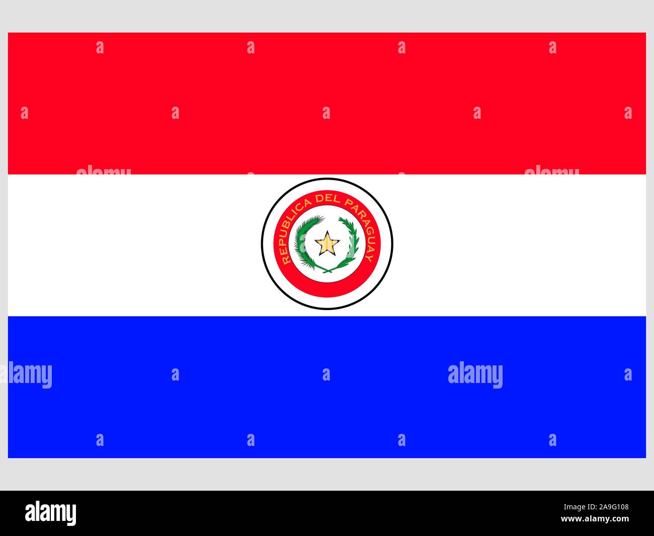 Beautiful National Flag Of Republic Of Paraguay Original Colors And 