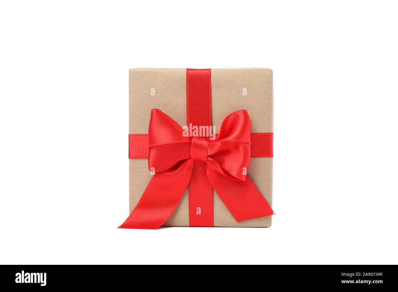 Gift box with red bow isolated on white background Stock Photo - Alamy