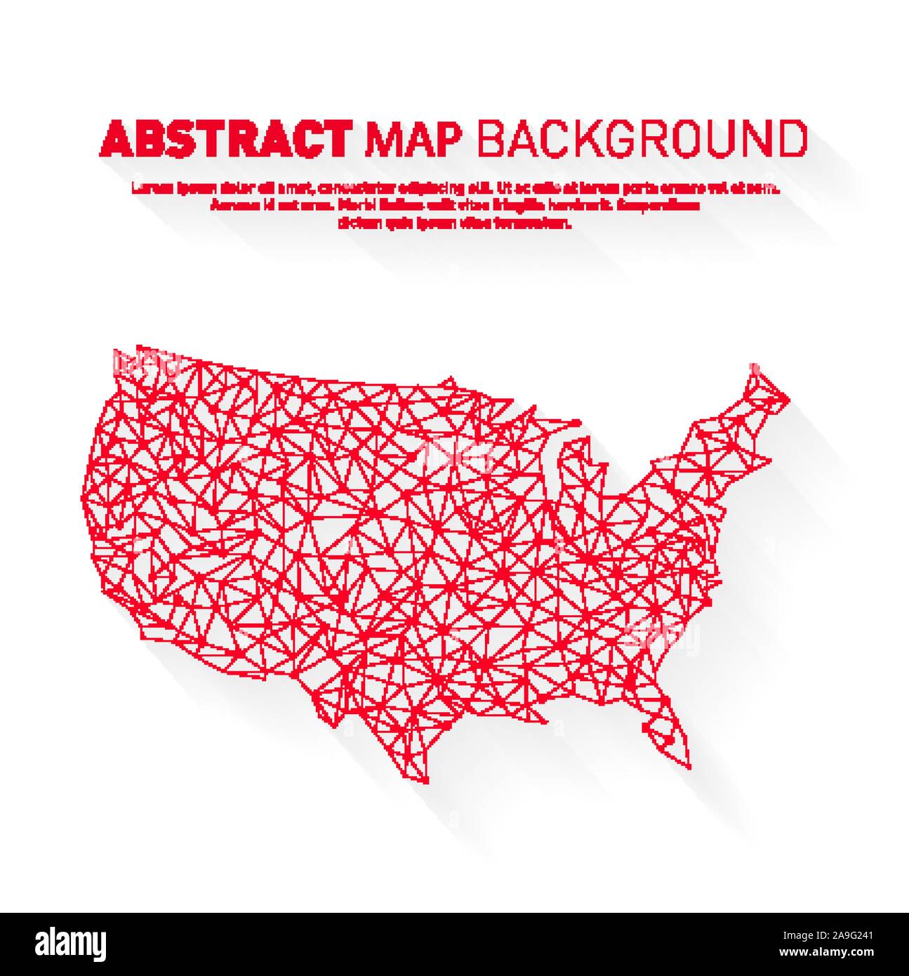 Abstract United States red line map, network, vector, illustration, eps