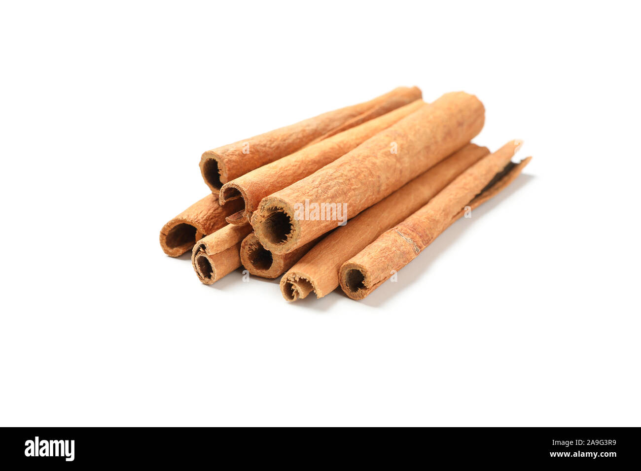Cinnamon sticks isolated on white background. Sweet spice Stock Photo