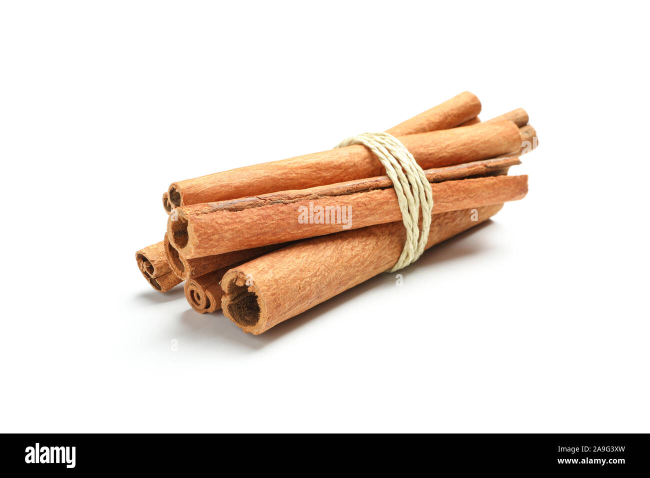 Tied Cinnamon Sticks Isolated On White Background Sweet Spice Stock Photo Alamy