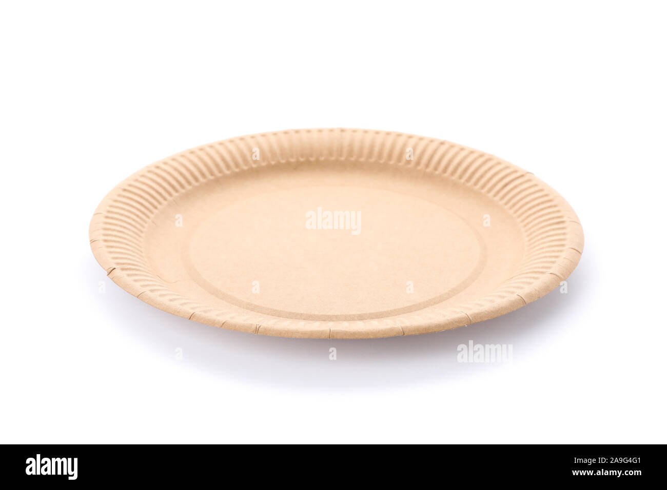 Eco - friendly plate isolated on white background. Disposable tableware Stock Photo